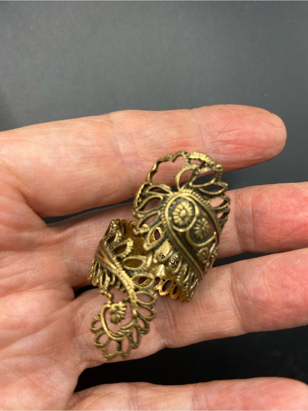 LUCKY BRAND Bronze Fashion Ring Filigree Size 7 - Picture 2 of 8